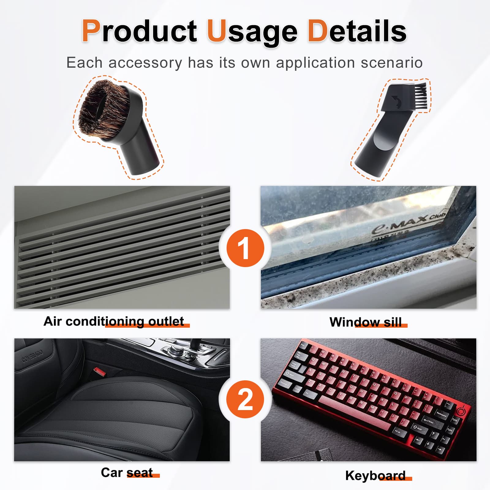 Upgraded Dryer Lint Vent Cleaner Kit & Vacuum Attachments Brushes Compatible with Shop Vacs 2-1/4'' 1-7/8'' 1-3/8'' 1-1/4 Inch- Flexible Vacuum Crevice Attachment Tool for Shop Vac Accessories thumbnail 7