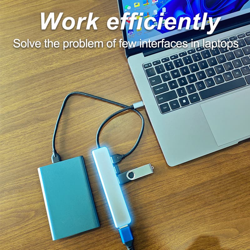 USB C Hub USB Hub 3.0, DAGUAIKA Aluminum Port USB Distributor, with 1 USB 3.0, 2 USB 2.0, and 1 3.5mm audio and video interface thumbnail 5