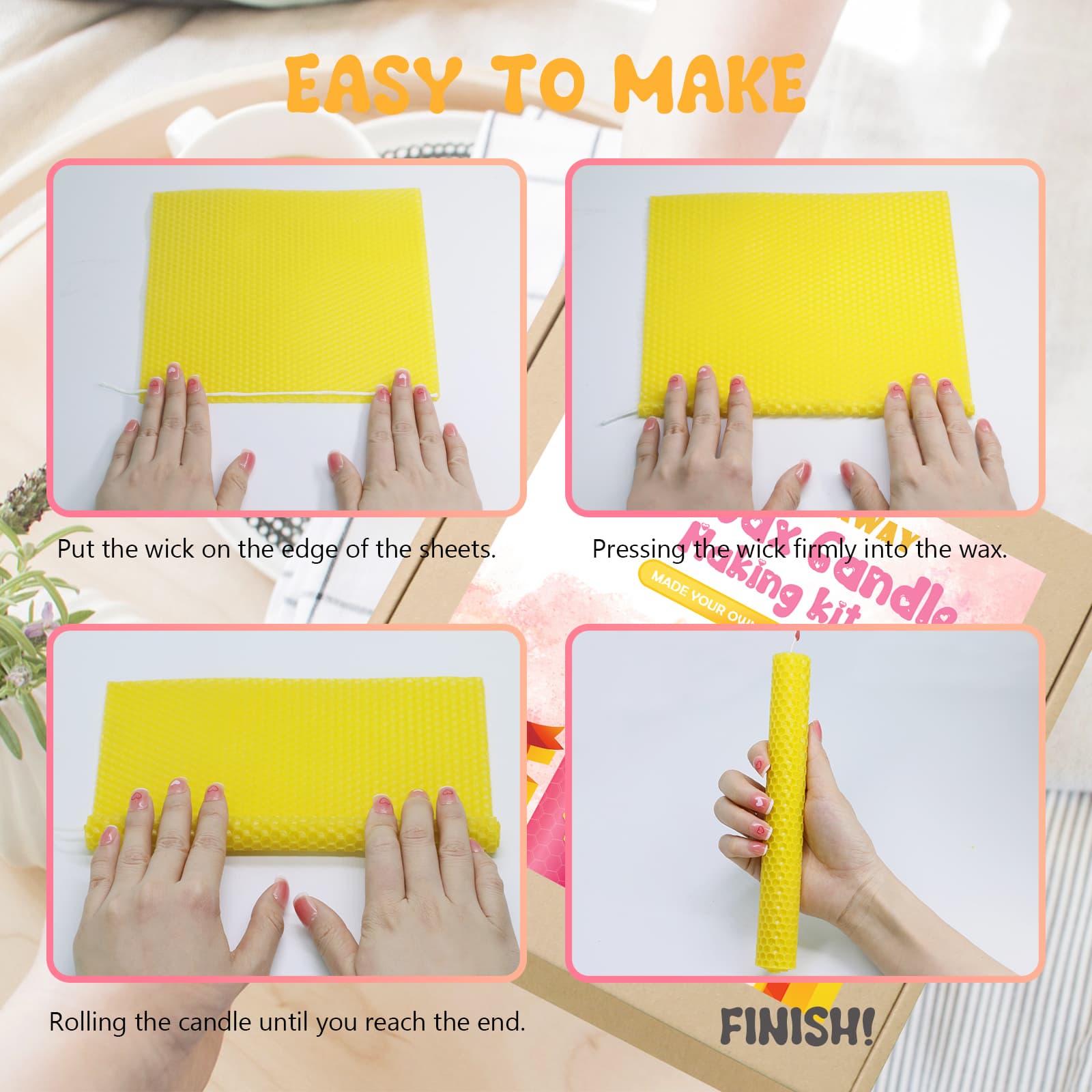 12 color beeswax paper for rolling candles 20.32cm X 20.32cm beeswax paper for candle making beeswax candle making kit candle roll kit DIY candle machine candle starter kit (12 pieces) thumbnail 4