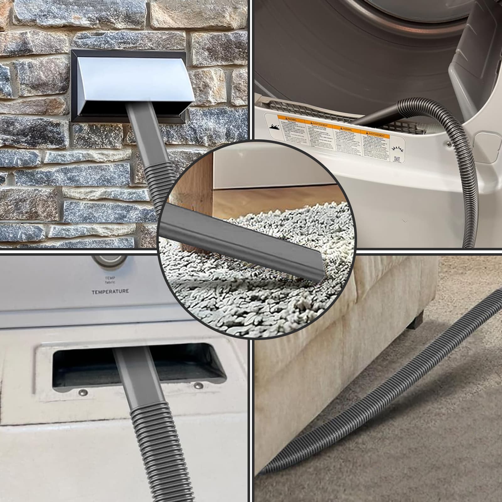 Upgraded Dryer Vent Cleaner Kit: Universal Vacuum Hose Attachment for Lint Removal Fits All Vacuums Deep Cleaning Brush for Clogged Ducts Fluff remover, dryer ventilation vacuum hose thumbnail 6