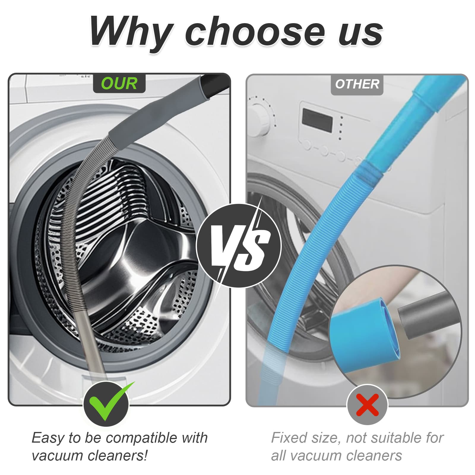 Upgraded Dryer Vent Cleaner Kit: Universal Vacuum Hose Attachment for Lint Removal Fits All Vacuums Deep Cleaning Brush for Clogged Ducts Fluff remover, dryer ventilation vacuum hose thumbnail 3