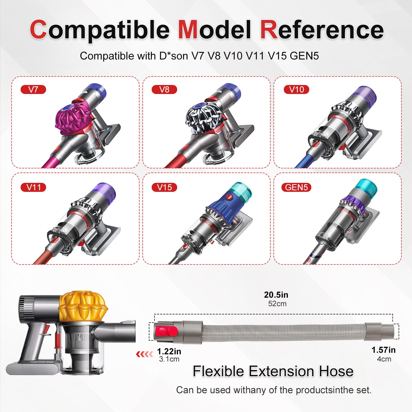 Replacement Vacuum Cleaner Kits Parts,Filter,Brush,Hose,Crevice Tool,Dryer Lint Vac Attachments Compatible with V15 V11 V8 V9 V7 V10 V11 V12 Detect Cyclone Absolute Cordless Vacuum Accessories thumbnail 2