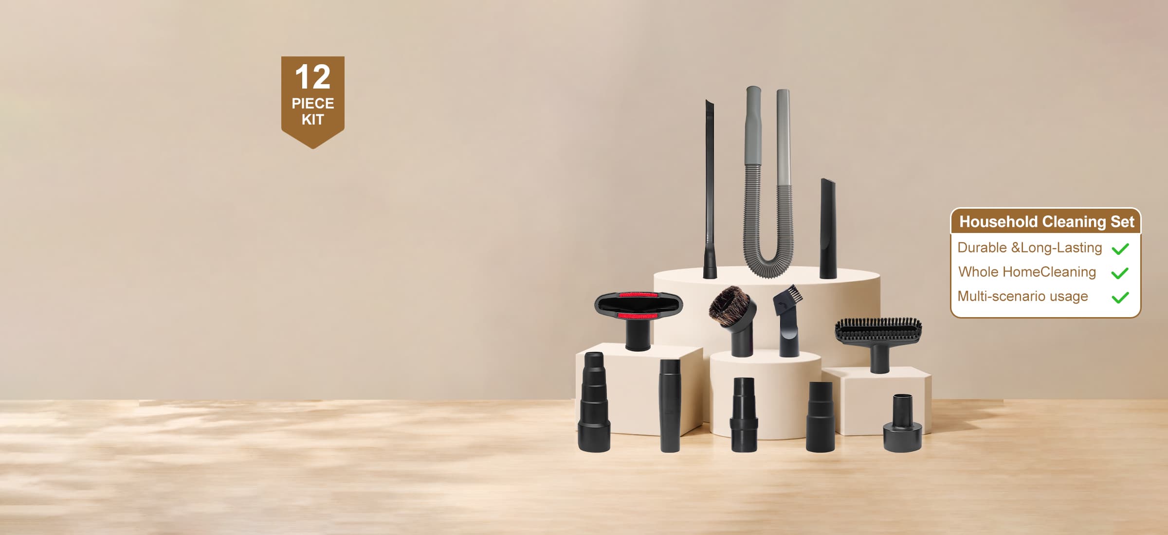 Vacuum Attachments Kit Compatible with Shop Vacs 2-1/4'' 1-7/8'' 1-3/8'' 1-1/4 Inch