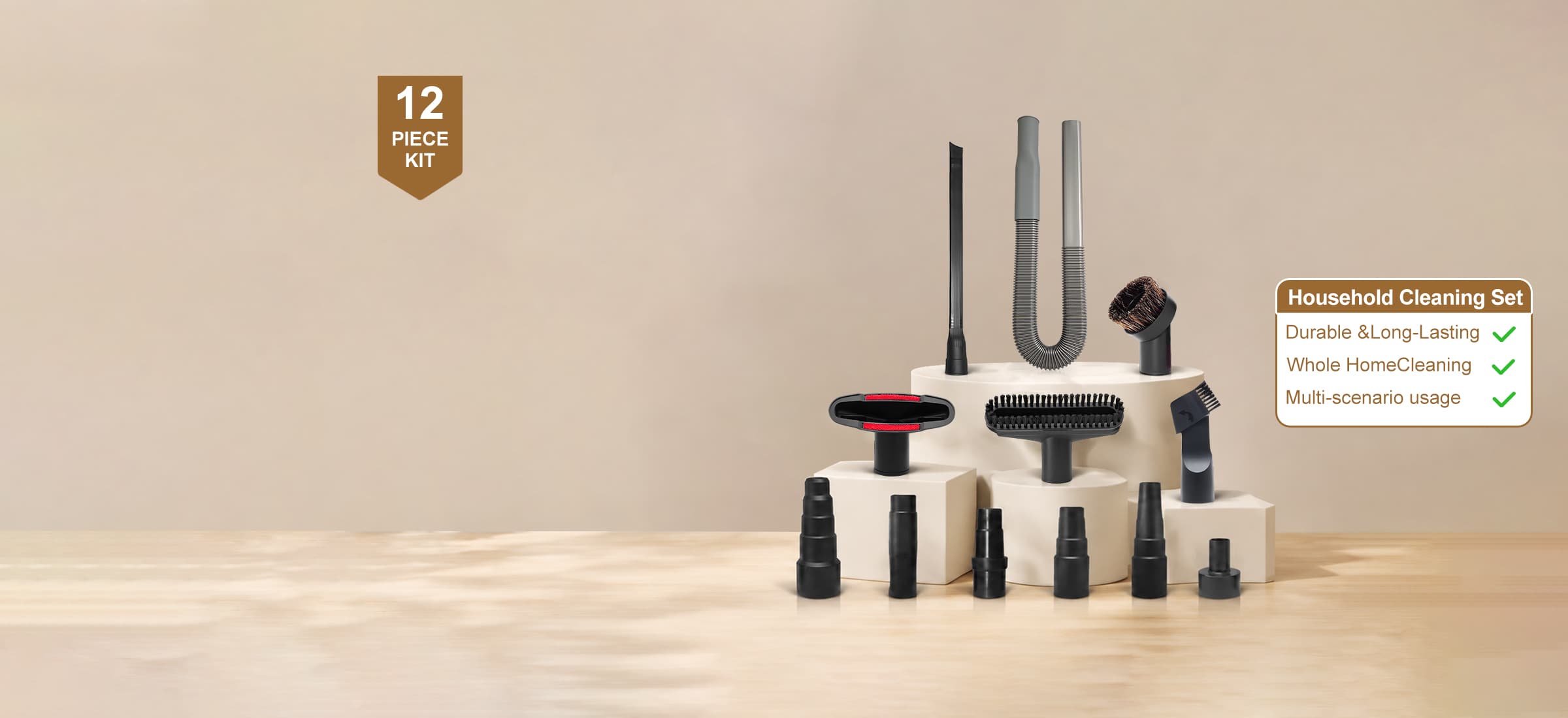 Vacuum Attachments Kit Compatible with Shop Vacs 2-1/4'' 1-7/8'' 1-3/8'' 1-1/4 Inch