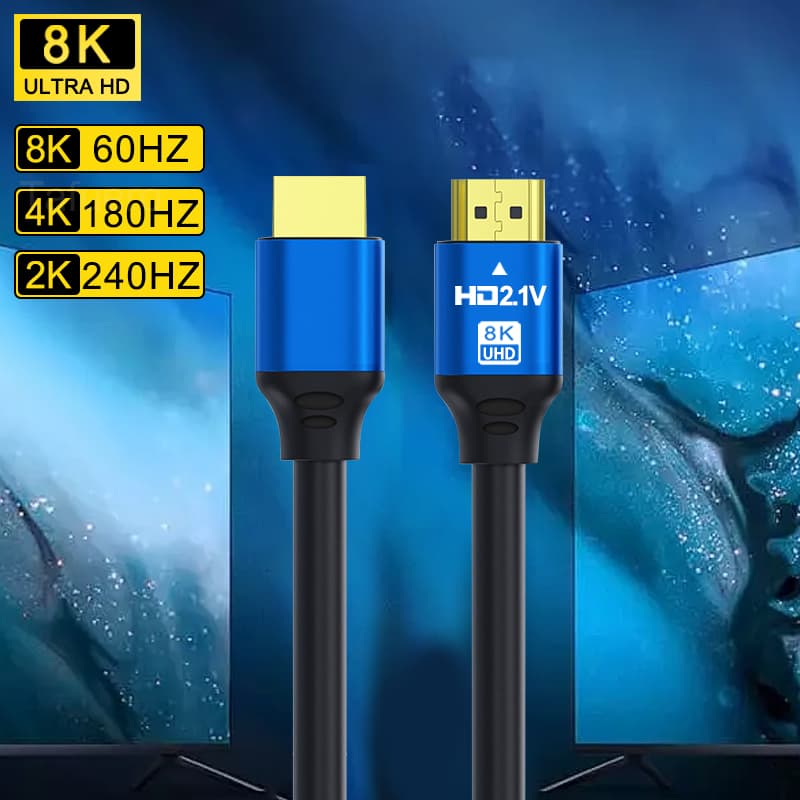 8K HDTV cable, 2.1 ultra high speed ultra-thin HDTV cable, 8K60Hz 4K120Hz HDR/eARC HDCP 2.2/3D compatible with PS5 a